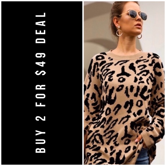 ❄️MOCHA LEOPARD SWEATER - Picture 1 of 9